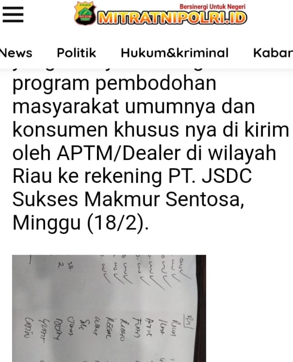 Belakangan ini viral media online mitra tni-polri.id yang berjudul Di Duga Data Klaim Voucher Pendidikan Keselamatan Berlalu Lintas Tidak Ada, Kekantong Siapa Aliran Dana Voucher Ratusan Juta Perharinya ?? Jajaran Dirlantas Polda Riau Atau ISDC 3 IMG 20240306 203335