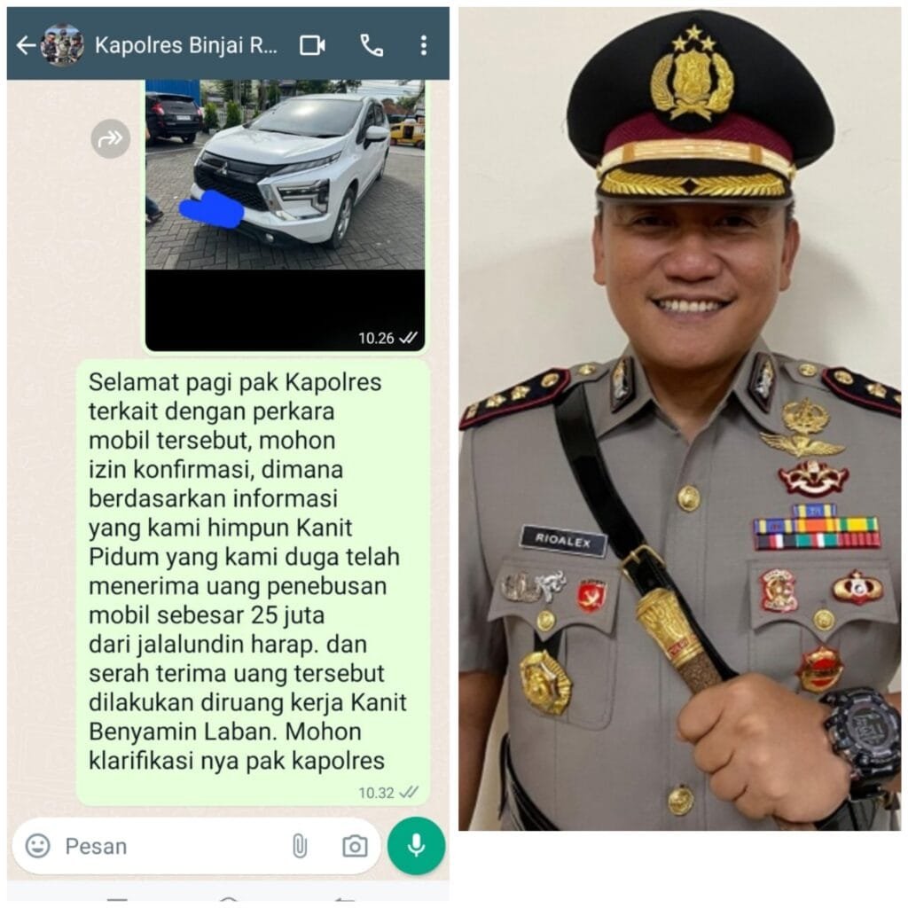 Oknum Kanit Pidum Diduga Terima Uang 25 juta; Kapolres Binjai AKBP Rio Alexsander Malah Membungkam Saat dikonfirmasi wartawan.