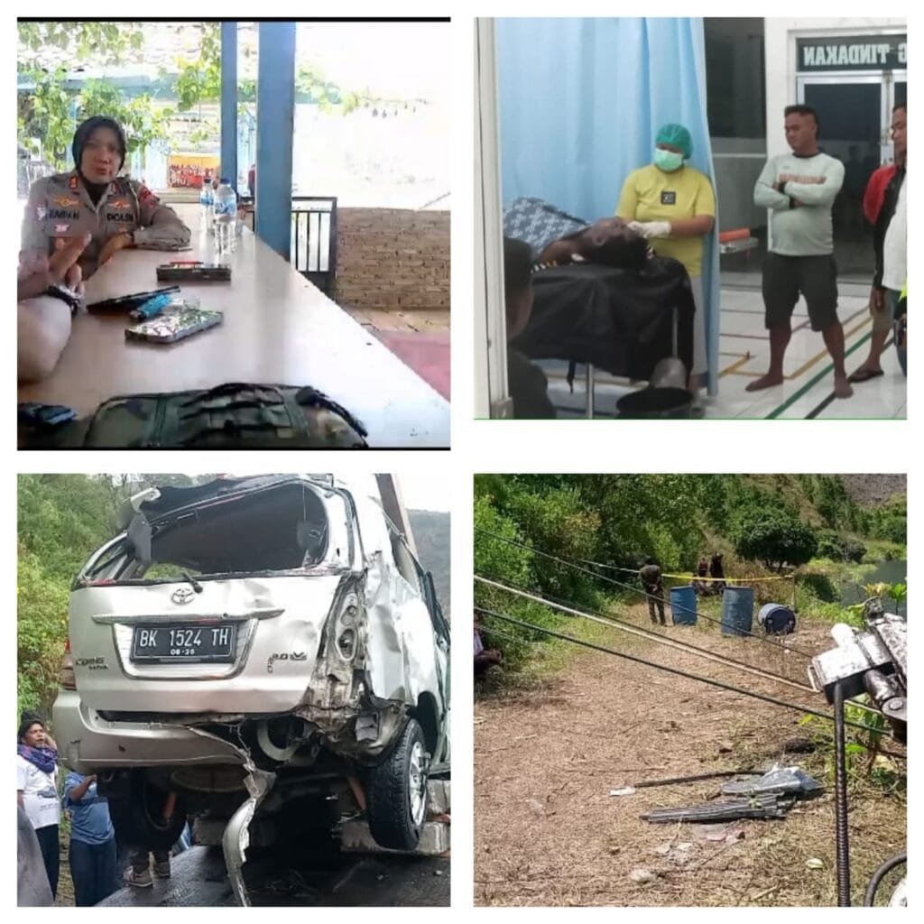 Satlantas Polres Tanah Karo Sukses Evakuasi Kepala Desa Soping yang Meninggal Dunia Akibat Mobil Terjun ke Jurang di Danau Toba