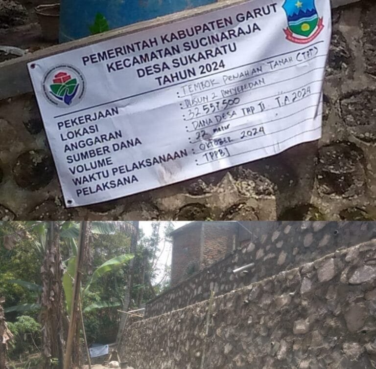 Pemdes Sukaratu, Bangun TPT Realisasikan Dana Desa 2024