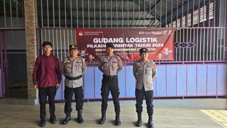 Ops Mantap Praja, Polres Ciamis Siagakan Anggota Pengamanan di Gudang Logistik KPU