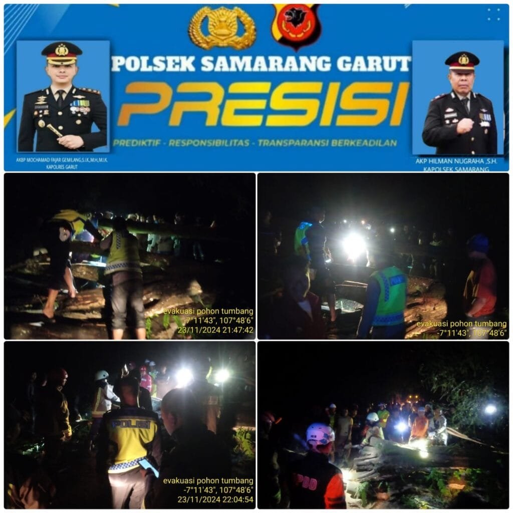 Gerak Cepat Polsek Samarang, AKP Hilman Nugraha,SH.MH. Evakuasi Pohon Tumbang