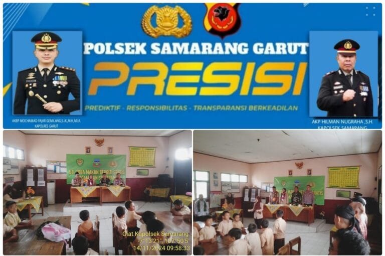 Polsek Samarang Bersama Forkopincam Kec Samarang, Uji Coba Makan Siang Gratis Di SDN 3 Sukarasa,