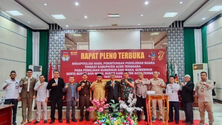 KIP Aceh Tenggara Laksanakan Rapat Pleno Terbuka Rekapitulasi Perhitungan Perolehan Suara Pemilu 2024.