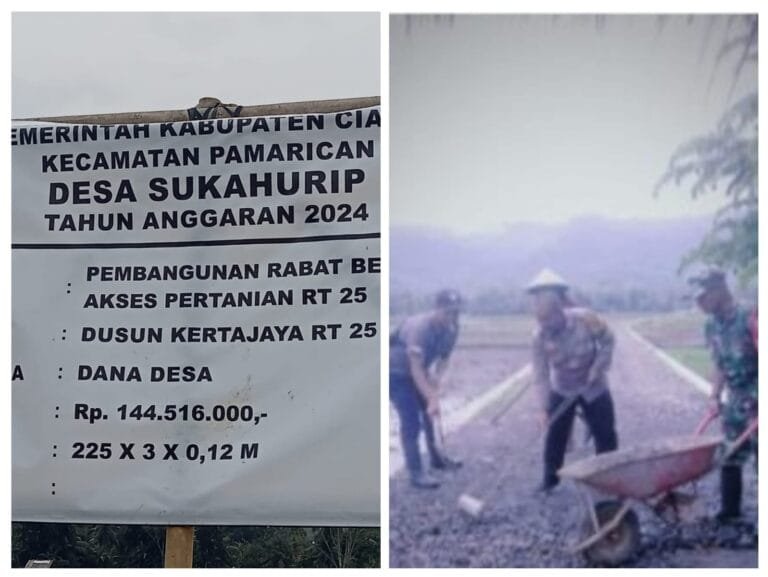 Pembangunan Jalan Rabat Beton Desa Sukahurip Kecamatan Pamarican Berjalan Lancar