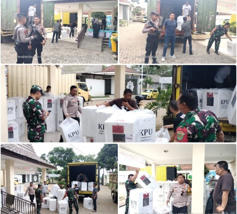 AKP Hilman Nugraha,S.H. Polsek Samarang, Monitoring Pergeseran Logistik Pilkada, Ke KPU Garut.