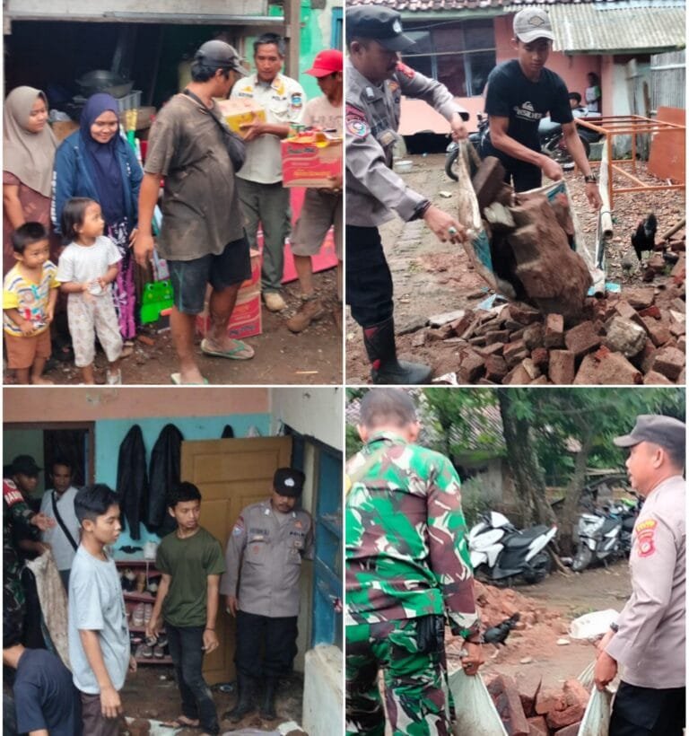 Polsek Pameungpeuk Cek TKP Rumah Roboh Akibat Cuaca Buruk