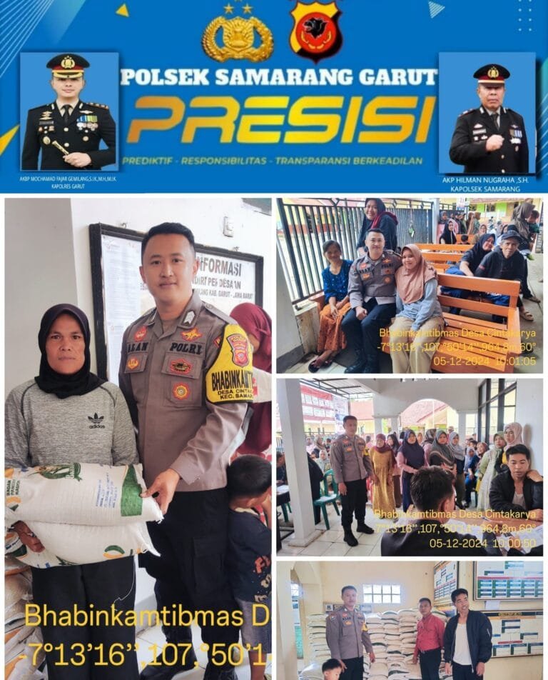 Polsek Samarang, Giat Monitoring Penyaluran Bantuan Pangan Tahap III Berupa Beras