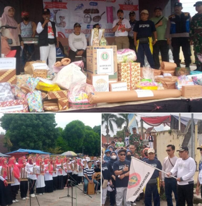 Ratusan peserta Meriahkan Jalan Sehat HUT PGRI Ke 79 Kecamatan Wanaraja.