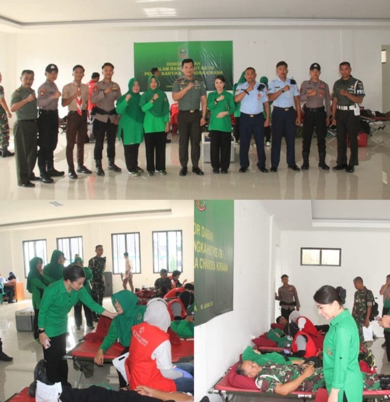 Kodim 0612/Tasikmalaya Gelar Bakti Sosial Donor Darah dalam Rangka HUT ke-79 Persit Kartika Chandra Kirana