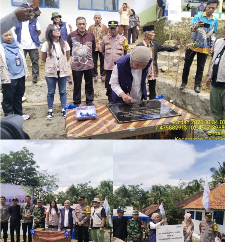 Polsek Caringin Monitoring Bhakti Sosial Peresmian Dan Gunting Pita MI Dan MTS Miftahussalam Yayasan Tunas Bhakti Nusantara.