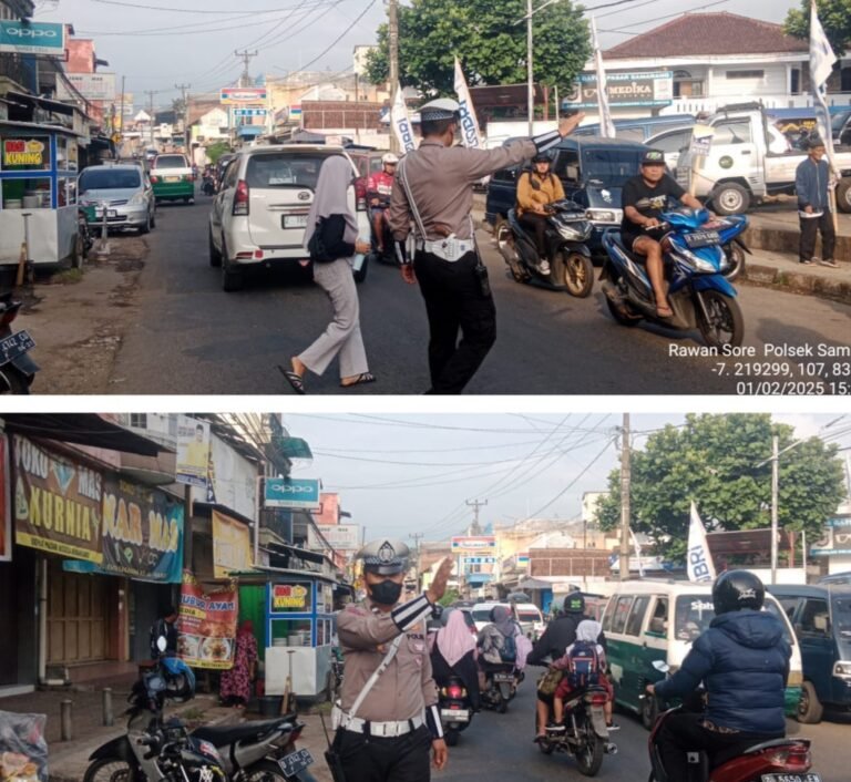Polsek Samarang Bersama Anggota Lakukan Pengaturan Lalu Lintas Sore Hari.