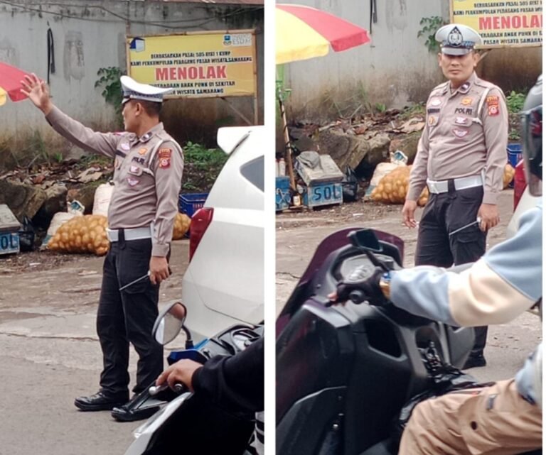 Giat Pengaturan Lalu Lintas Pagi Hari, Di Wilayah Hukum Polsek Samarang.
