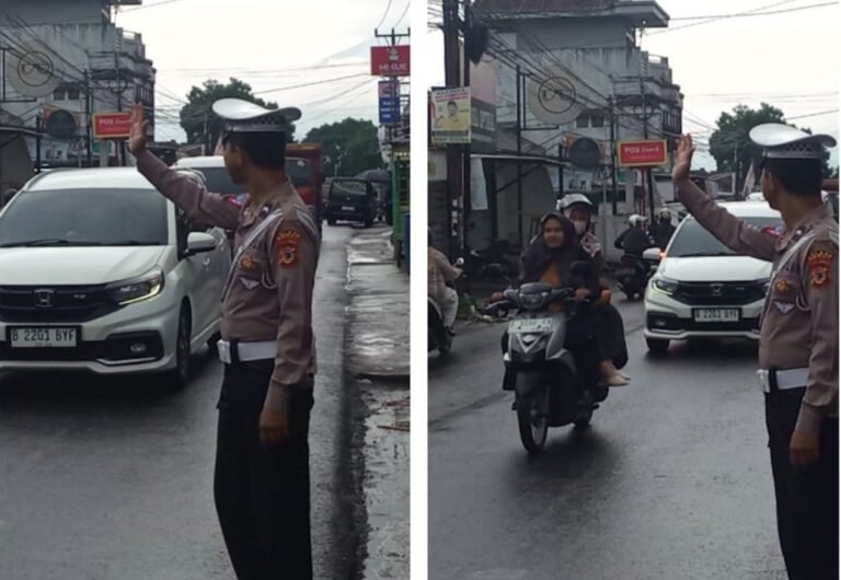 Polsek Samarang AKP Hilman Nugraha.,S.H. Bersama Personil Giat Pengaturan Lalu Lintas Sore.