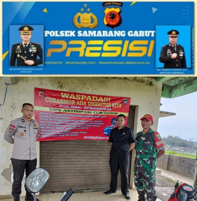 Personil Polsek Samarang, Laksanakan Pasang Bander Himbauan Curanmor.