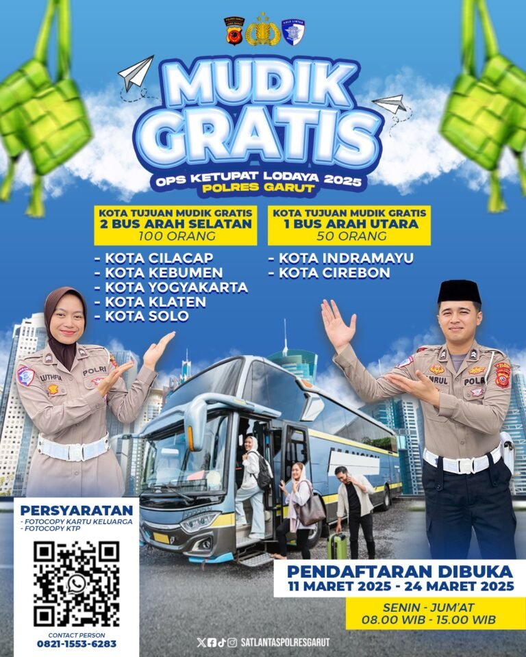 Polres Garut Adakan Mudik Gratis untuk Masyarakat, Siapkan 3 Bus Tujuan Berbagai Kota