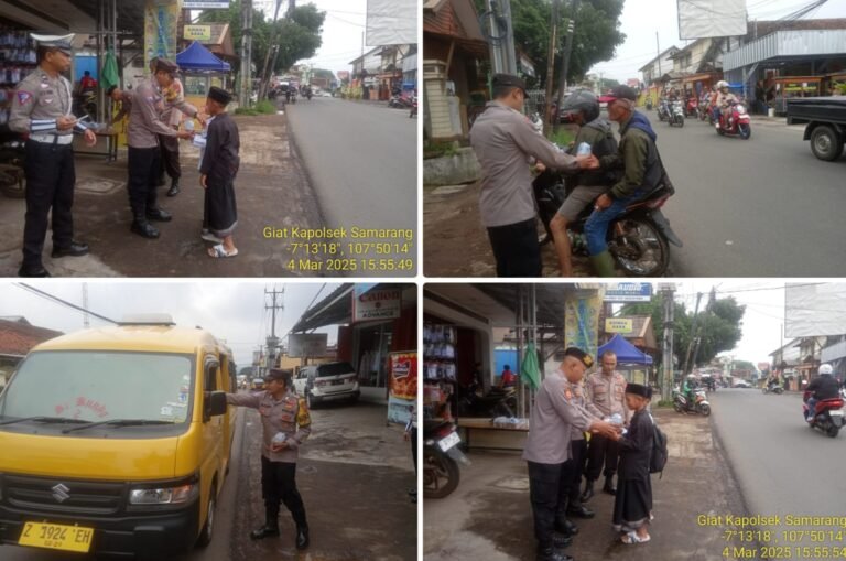 Polsek Samarang Giat Cooling Sistem Dengan Cara Bagi-Bagi Ta’jil Pada Warga Yang Melintas Di Jalan
