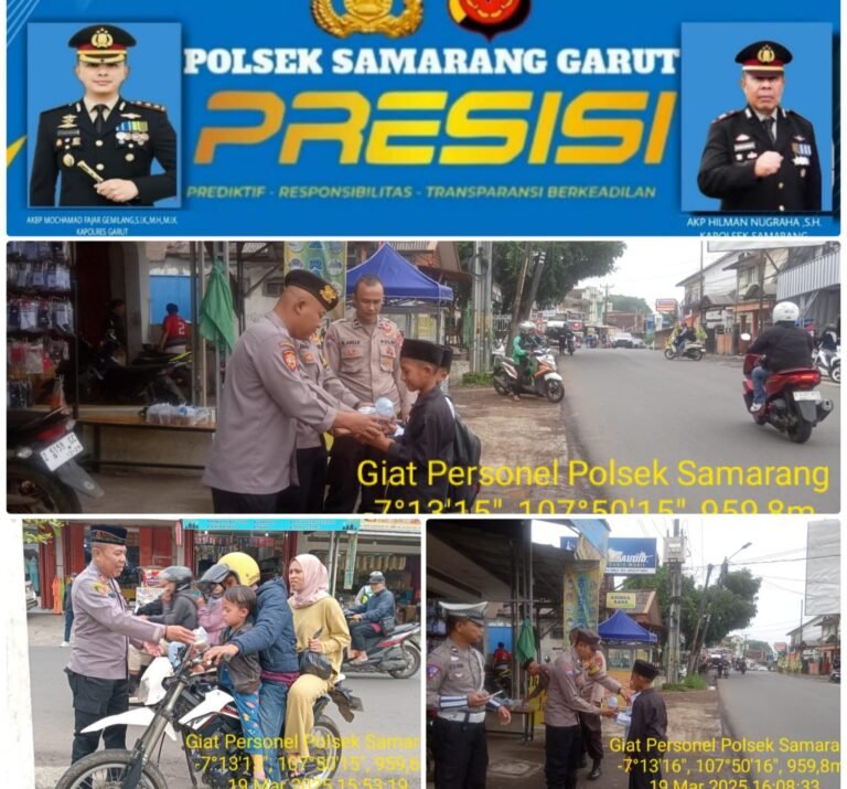 Cooling Sistem Dengan Cara Bagikan Takjil, Ke Masyarakat Yang Melintas Di Wilkum Polsek Samarang.