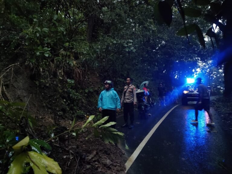 Kesigapan Polsek Pamarican Dalam Menangani Tanah Longsor di Jalur Neglasari-Sidamulih