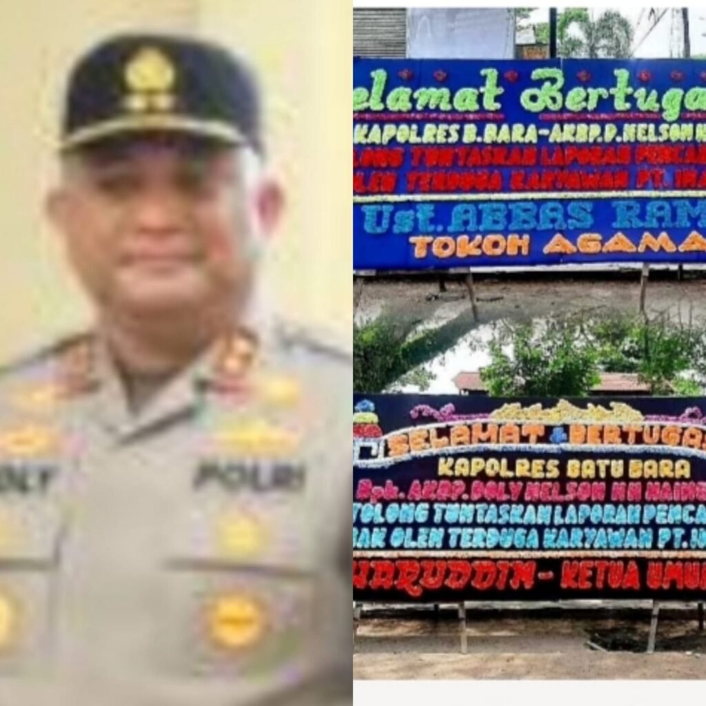 Sertijab Kapolres Batu Bara Dihiasi Karangan Bunga Berisi Tuntutan Keadilan