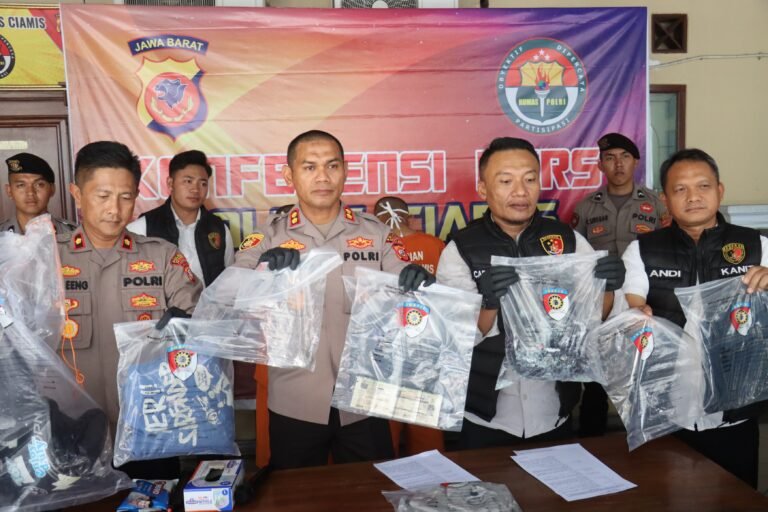 Polres Ciamis Gelar Konferensi Pers Ungkap Kasus Penganiayaan dan Perusakan Kendaraan
