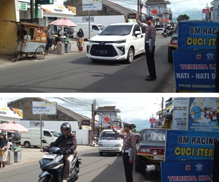 Polsek Samarang Laksanakan Pengaturan Lalu Lintas Sore Hari Untuk Wujudkan Kamseltibcar Lantas
