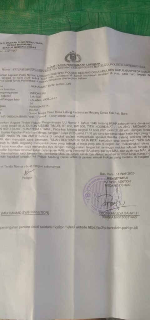 Korban & Keluarga Desak Pihak Polsek Medang Deras Tangkap Segera Pelaku Penganiayaan Bersenjata Tajam