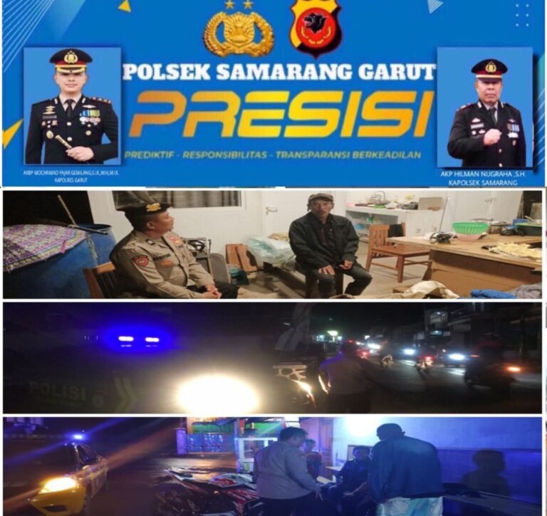 Polsek Samarang Giat Patroli Siskamling, Sekaligus Beri Himbauan Pada Petugas Ronda.