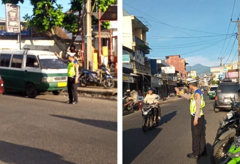 Beri Rasa Aman, Polsek Samarang Giat Pengaturan Lalu Lintas Di Jam Rawan Pagi.