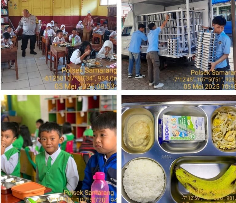 Polsek Samarang Monitoring Pemberian Makan Bergizi Gratis Di Sekolah Yang Ada Di Kec Samarang.