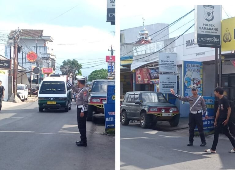 Beri Rasa Aman, Polsek Samarang Lakukan Pengaturan Lalu Lintas Sore Hari.