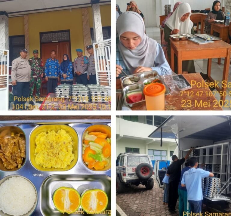 Polsek Samarang Bersama Anggota Monitoring Pembagian Program Makan Bergizi Gratis.