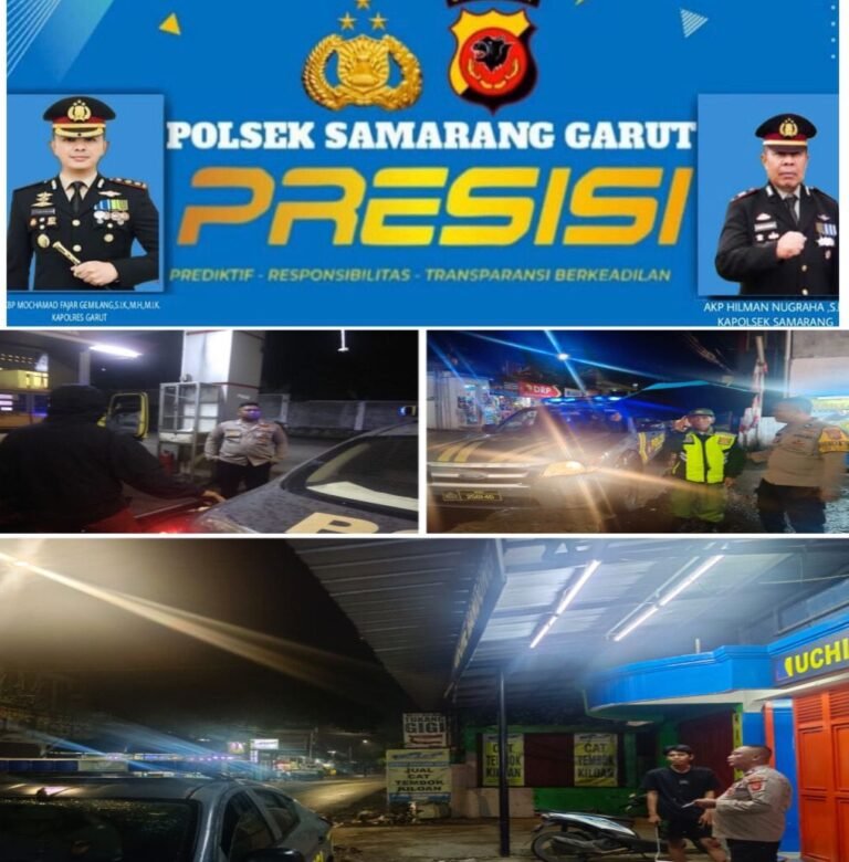 Personil Polsek Samarang Laksanakan Patroli Siskamling Di Wilayah Desa Sukakarya.