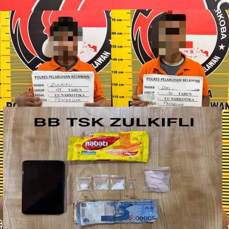 Belawan Tangkap Pengedar dan Pengguna Shabu di Komplek UKA Kelurahan Terjun.