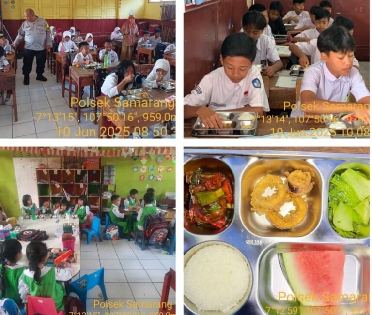 Polsek Samarang Monitoring Makan Bergizi Gratis, Salah Satu Program Pemerintah Di Beberapa Sekolah Yang Ada Di Kec Samarang.