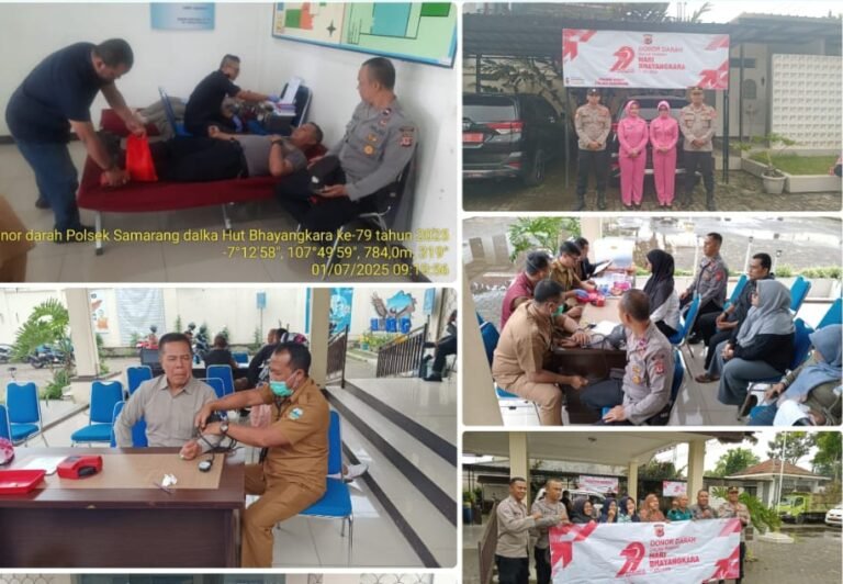 Giat Donor Darah dalam Rangka Peringatan Hari Bhayangkara ke-78 di Polsek Samarang