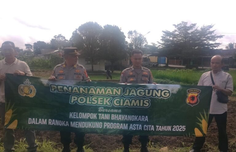 Ketahanan Pangan, Polsek Ciamis Polres Ciamis Ikut Tanam Jagung Bareng Poktan di LBS