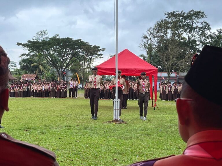 Polsek Rancah Polres Ciamis Ikuti Upacara Peringatan Hari Pramuka ke-64 di Tambaksari