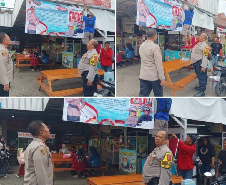 Polsek Samarang Bersama Personil Mensosialisasi dan Pemasangan Stiker Call Center 110