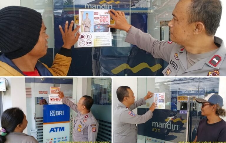 Sosialisasi dan Pemasangan Stiker Call Center 110 Oleh Polsek Samarang.