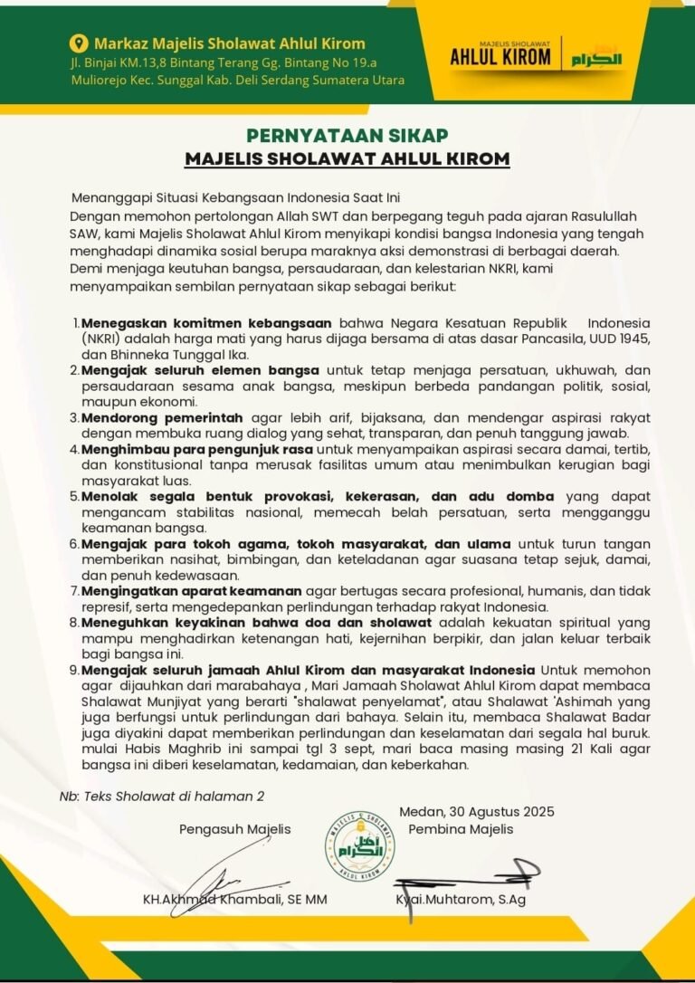 Majelis Sholawat Ahlul Kirom Serukan Persatuan Bangsa di Tengah Dinamika Indonesia