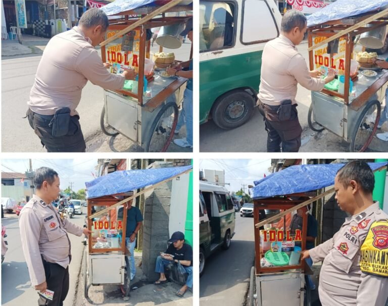 Personel Polsek Samarang Giat Sosialisasi dan Pemasangan Stiker Call Center 110