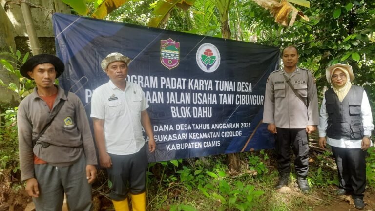 Humanis, Polsek Cimaragas Polres Ciamis Monitoring Padat Karya Jalan Usaha Tani Dahu Cibungur
