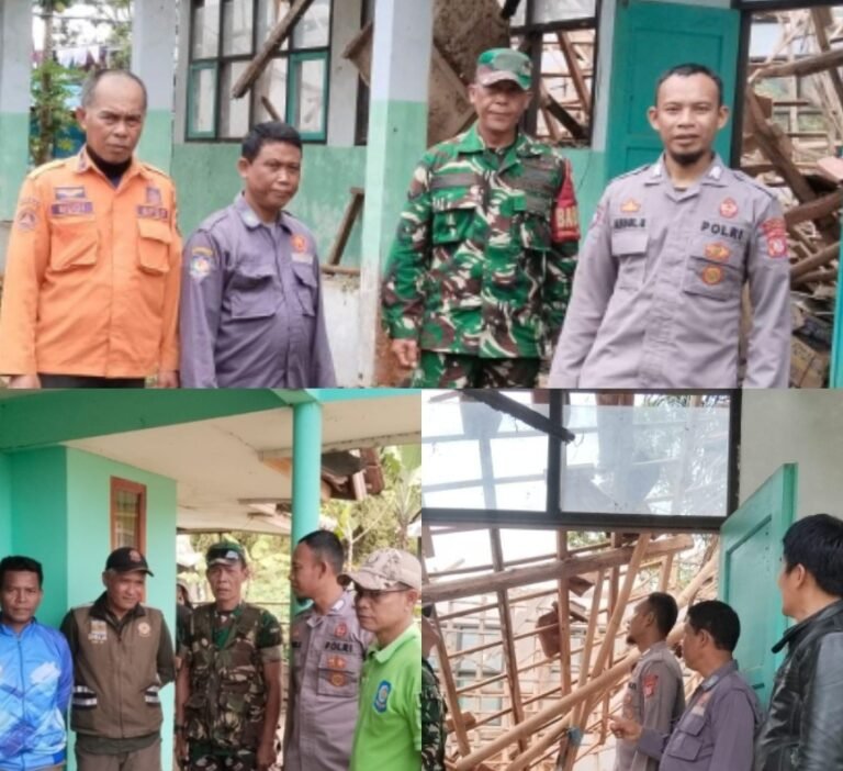 Ruang Kelas SMPN 1 Peundeuy Ambruk, Polsek Singajaya dan Forkopimcam Lakukan Penanganan Cepat