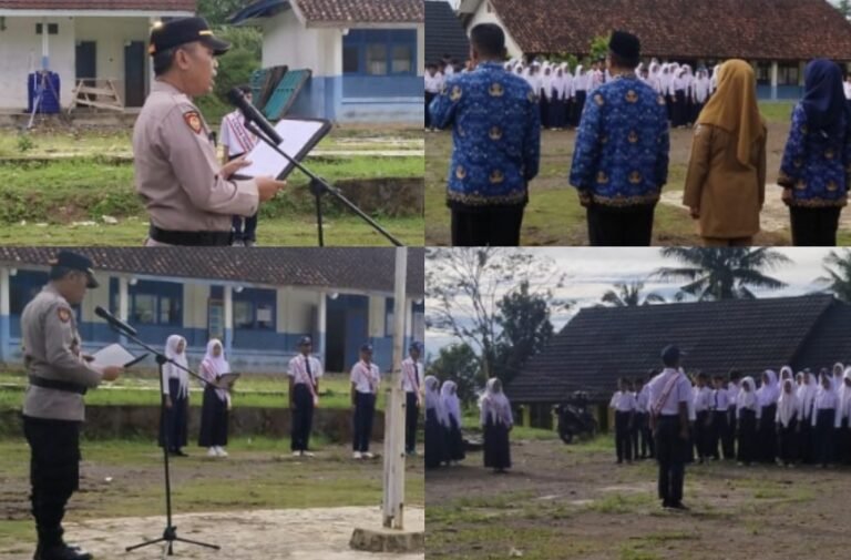Kapolsek Caringin IPDA Indra koncara Menjadi Pembina Upacara di SMPN 1 Caringin
