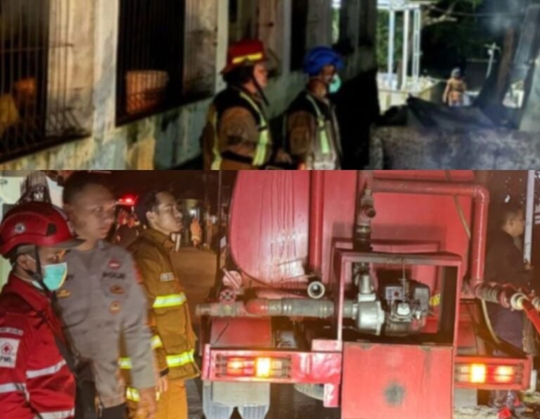 Polsek Sukawening Polres Garut Cek TKP Kebakaran Rumah Panggung