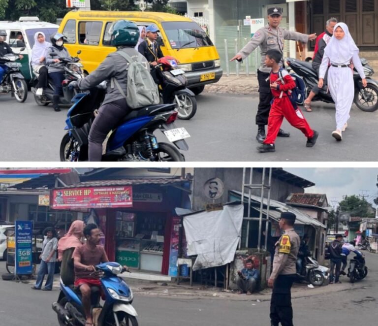 Giat Pengaturan Lalin Pagi, Sekaligus Bantu Penyebrangan Anak Sekolah Di Wilayah Hukum Polsek Samarang