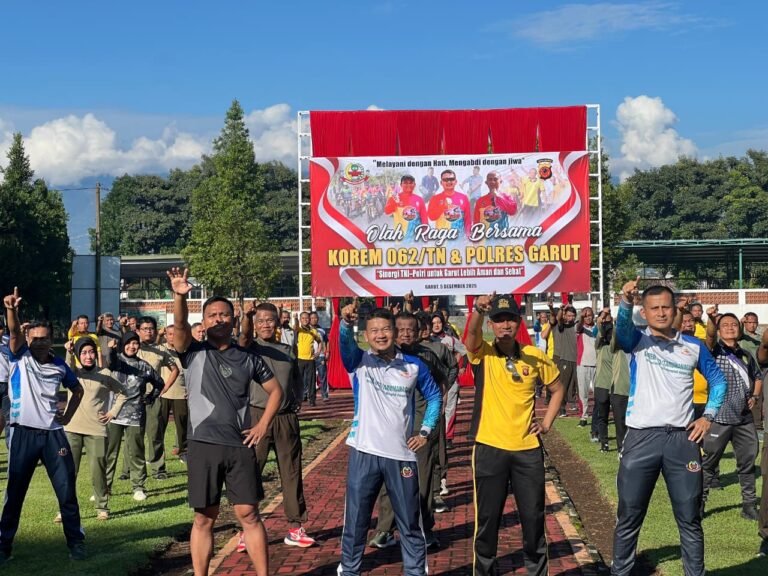 Perkuat Sinergitas TNI-Polri, Polres Garut Olahraga Bersama Korem 062/Tn
