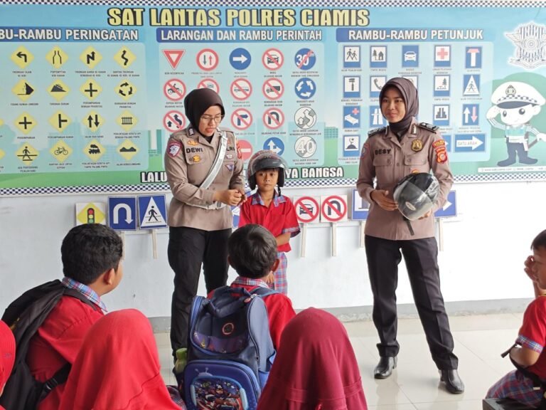 Kedatangan Siswa Siswi SD Negeri 1 Sindangrasa, Sat Lantas Polres Ciamis Menyambutnya