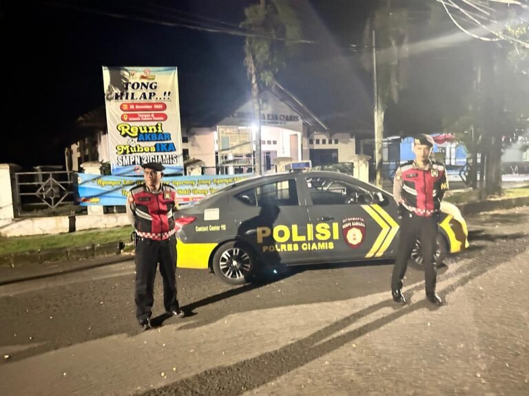 Samapta Polres Ciamis Patroli di Jalan Raya Ruko Terminal Ciamis Antisipasi Balapan Liar dan Premanisme